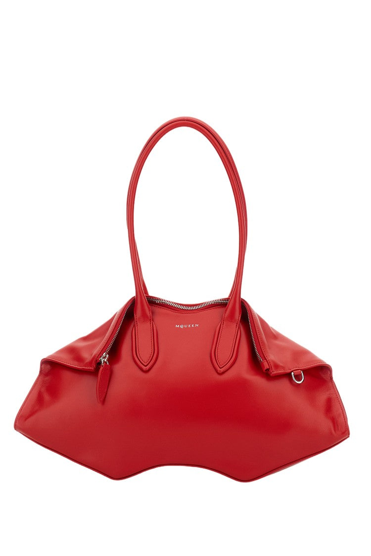 Alexander Mcqueen Sculptural Red Leather Manta Shoulder Bag