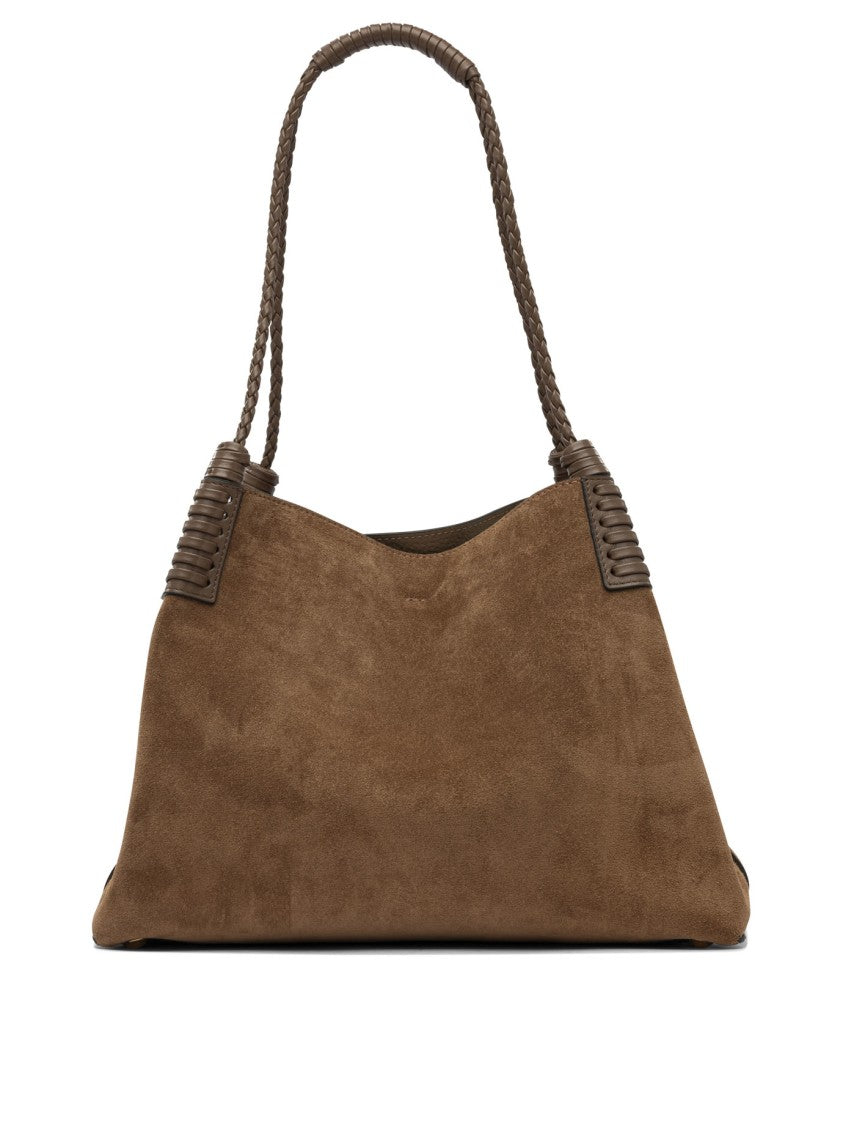 Etro Spacious Trapezoidal Shoulder Bag In Brown Suede