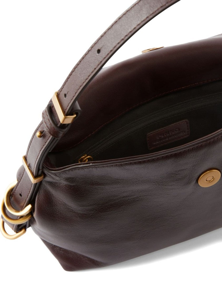 Pinko Rectangular Leather Handbag With Gold-Tone Details
