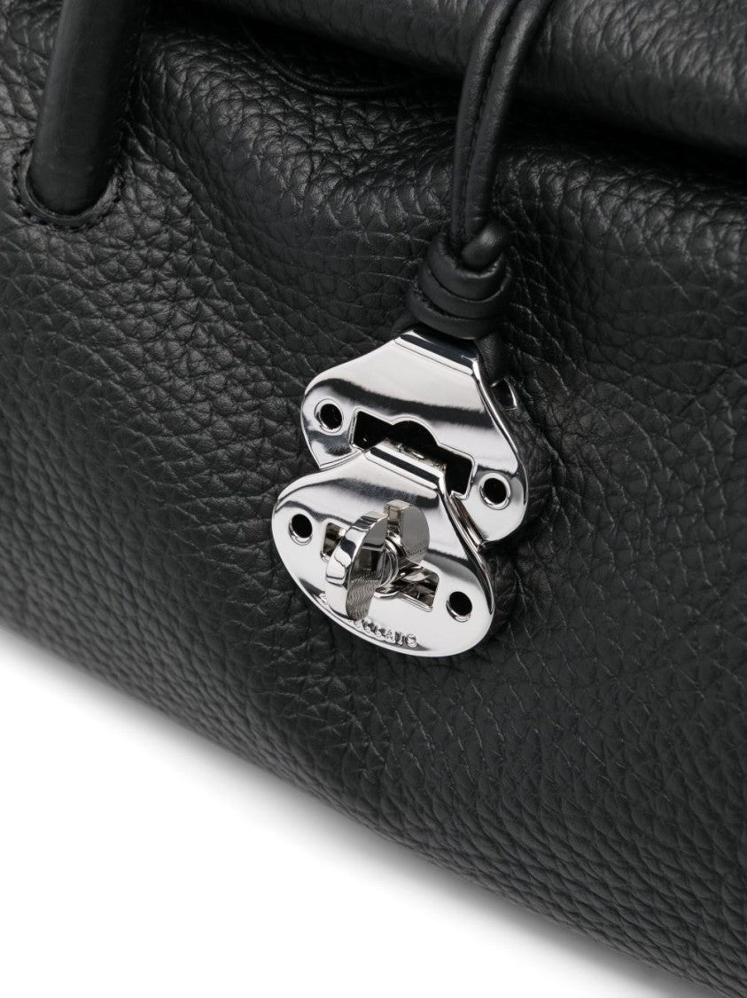 Zanellato Structured Black Handbag With Textured Calf Leather