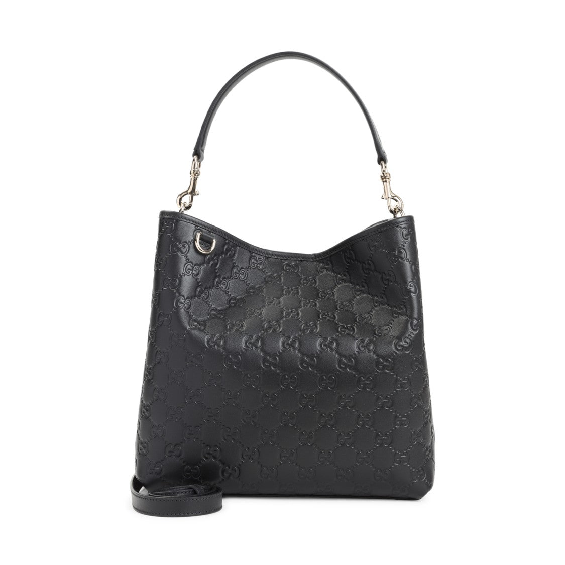 Gucci Black Leather Emblem Bag