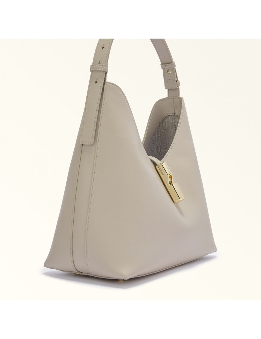 Furla Marshmallow Leather Hobo Bag With Adjustable Handle