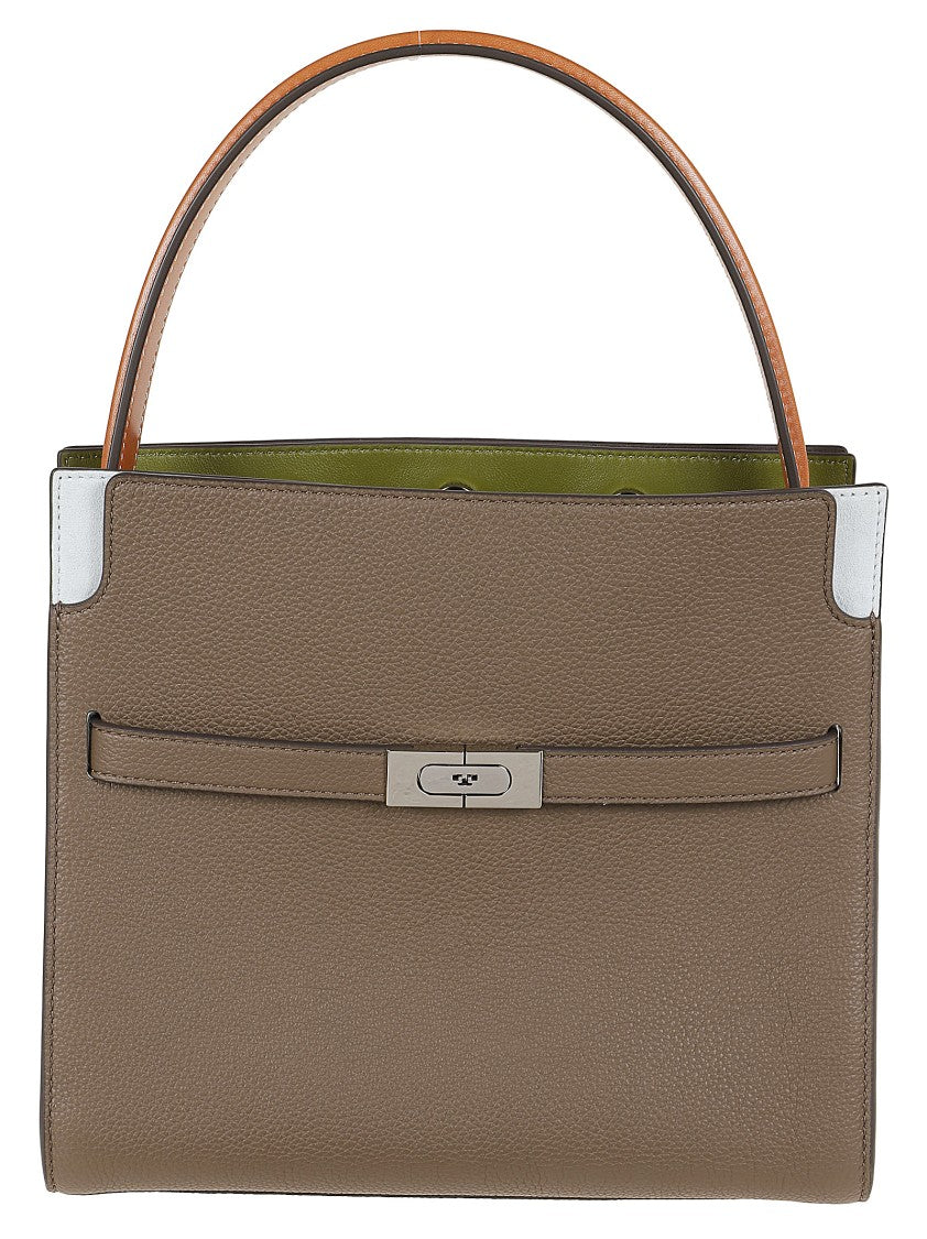 Tory Burch Lee Radziwill Pebbled Color-Block Small Double Bag