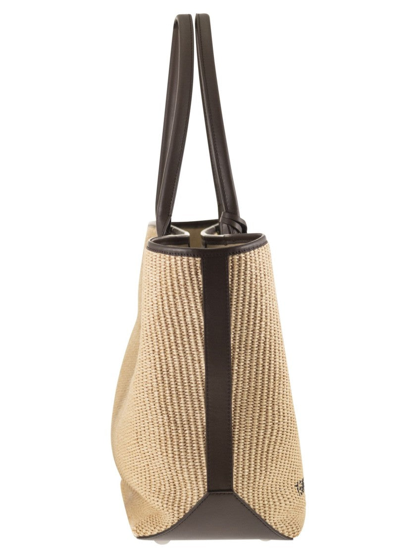 Hogan Raffia Tote Bag With Leather Accents