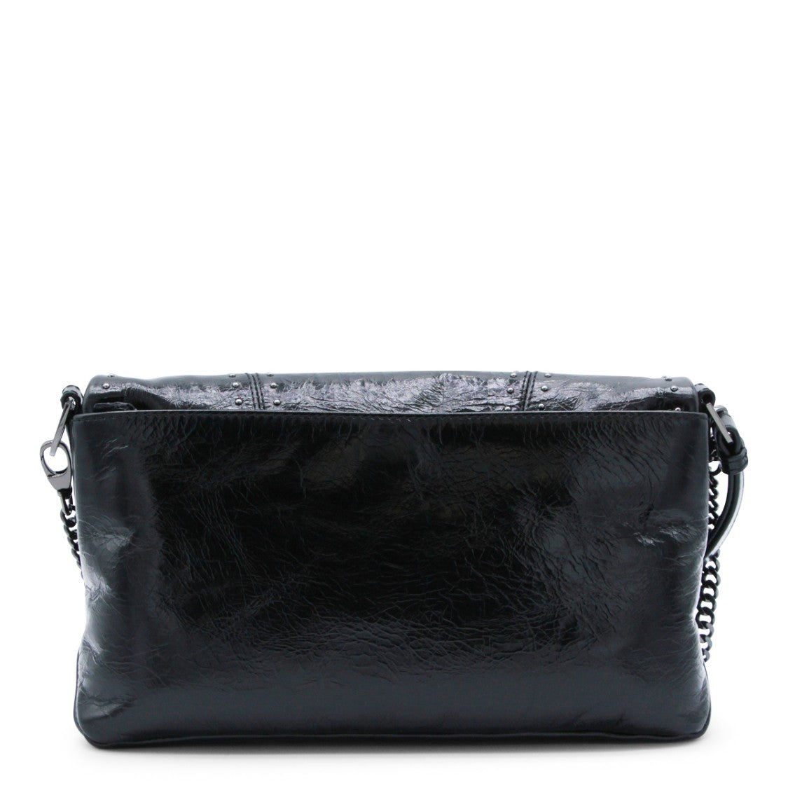 Zadig & Voltaire Black Leather Rock Ii Vintage Patent Studs Shoulder Bag