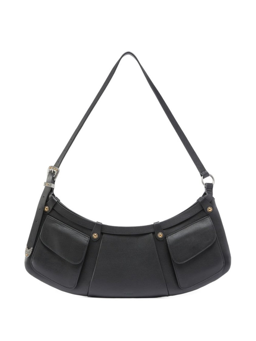 Pinko Crescent-Shaped Shoulder Bag With Flap Pockets