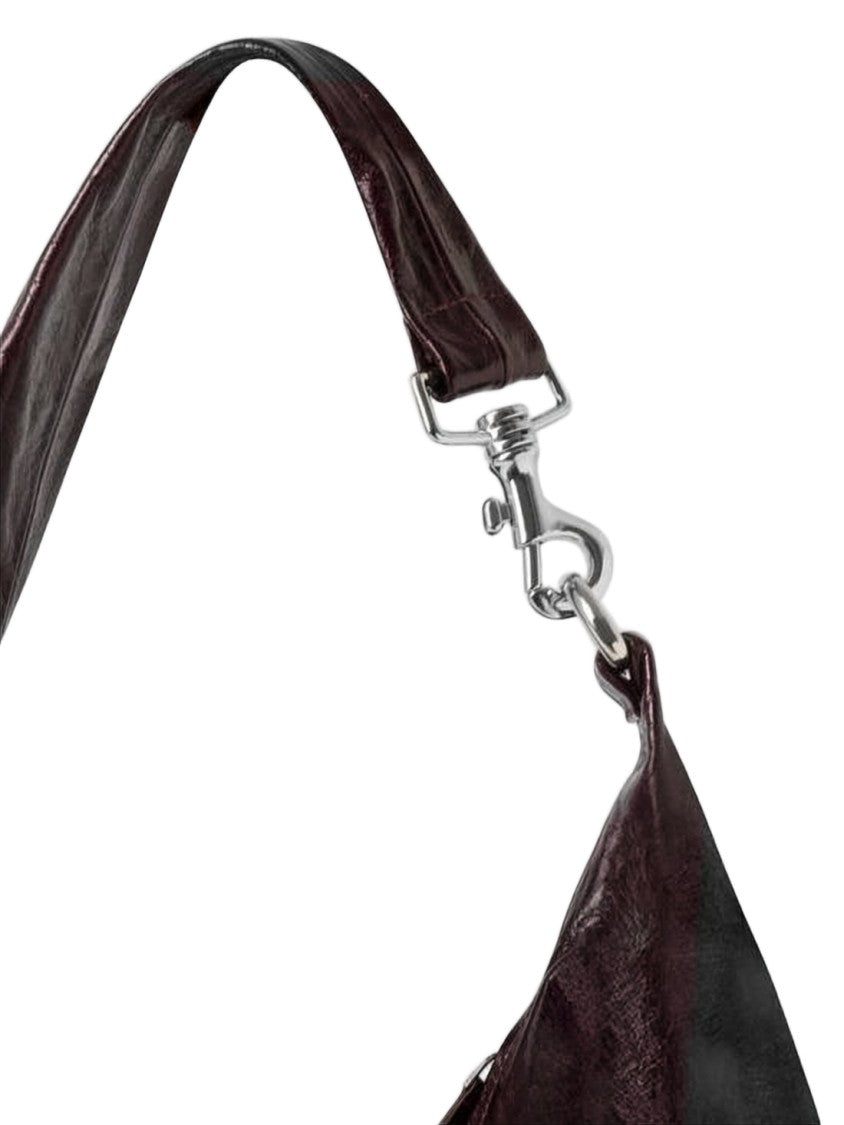 Gimaguas Crescent-Shaped Burgundy Leather Shoulder Bag