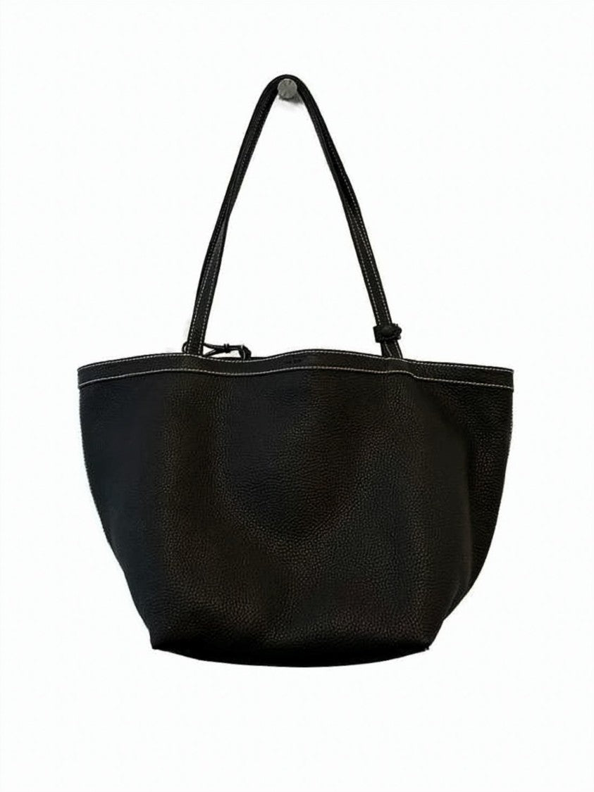 The Row Textured Leather Shoulder Bag With Curved Top And Refined Finish
