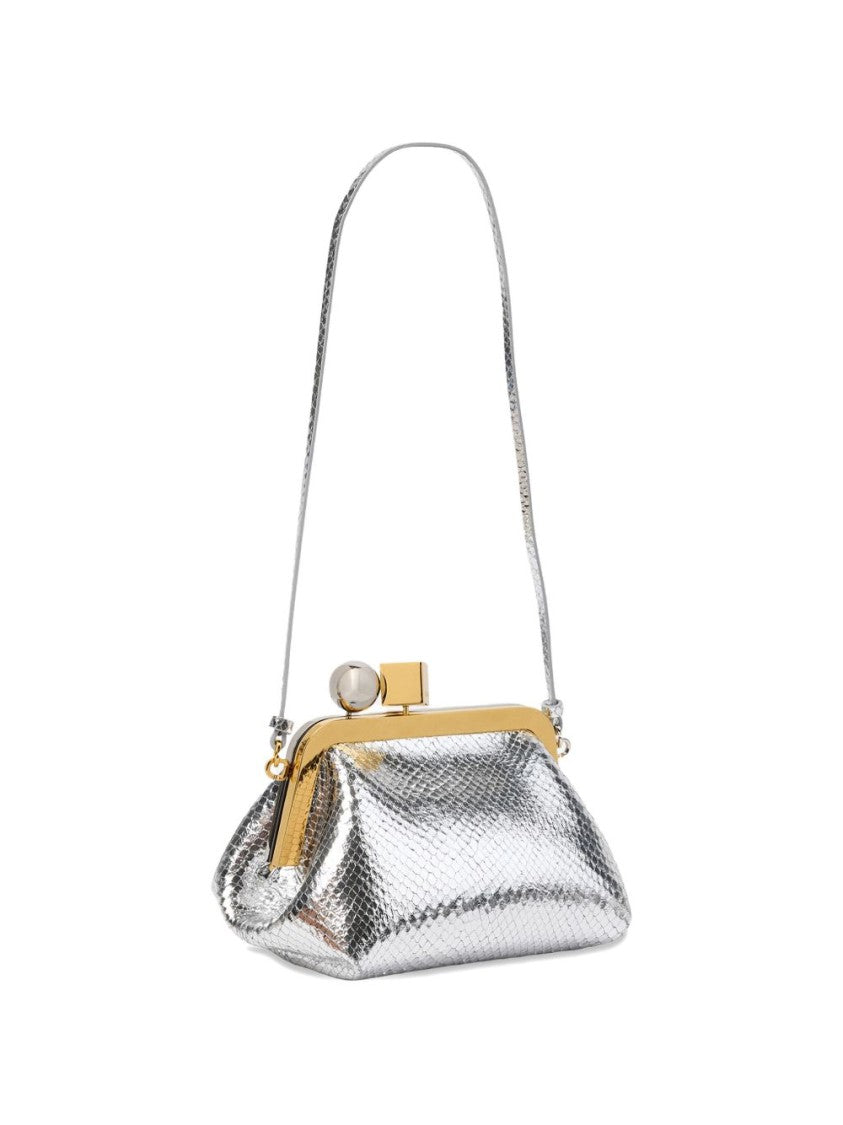 Jacquemus Structured Metallic Handbag With Unique Clasp Closure