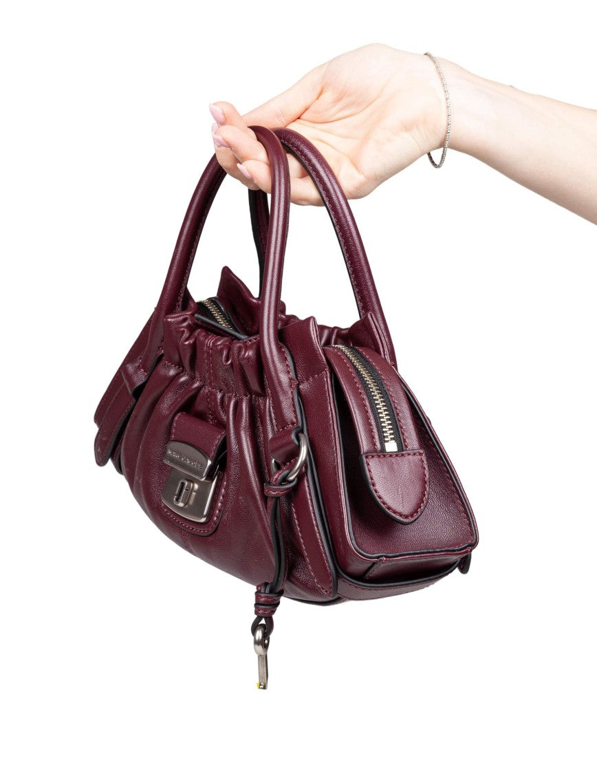 Marc Jacobs The Cristina Small Satchel Leather Handbag, Plum Color