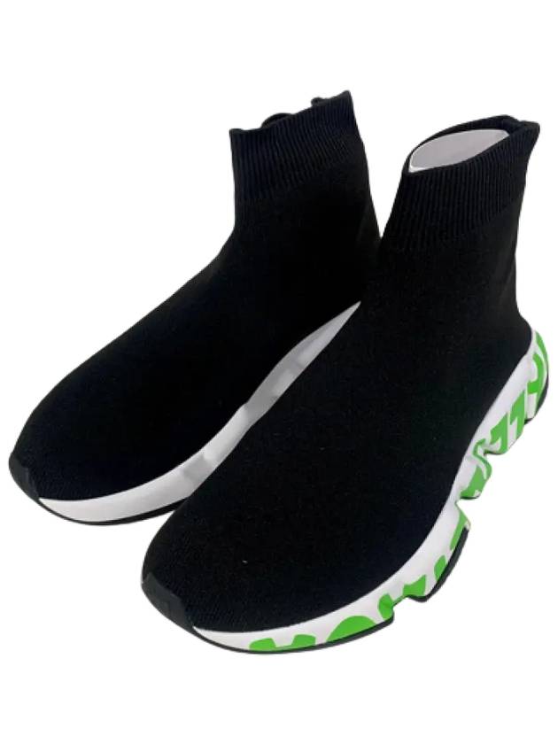 Luxury Balenciaga Trending 2025 Speed Midsole Graffiti Low Top Sneakers Fluo Green Black