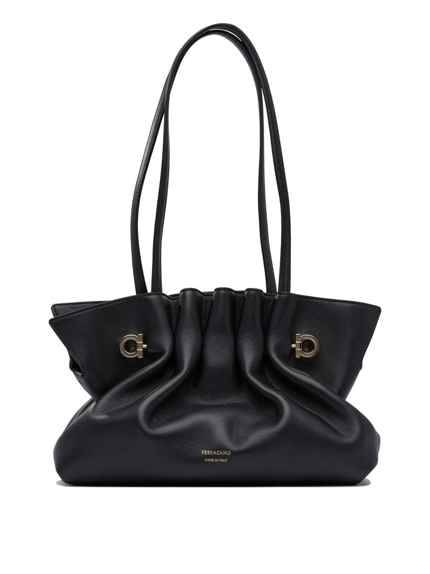 Ferragamo Gathered-Design Leather Shoulder Bag