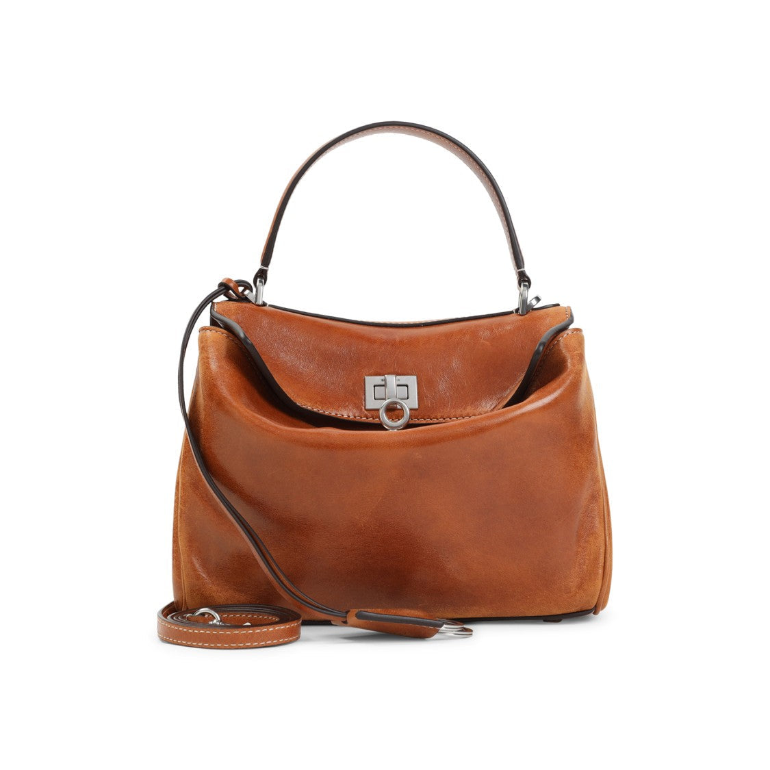 Balenciaga Tan Cowboy Lamb Leather Rodeo Top Handle Shoulder Bag