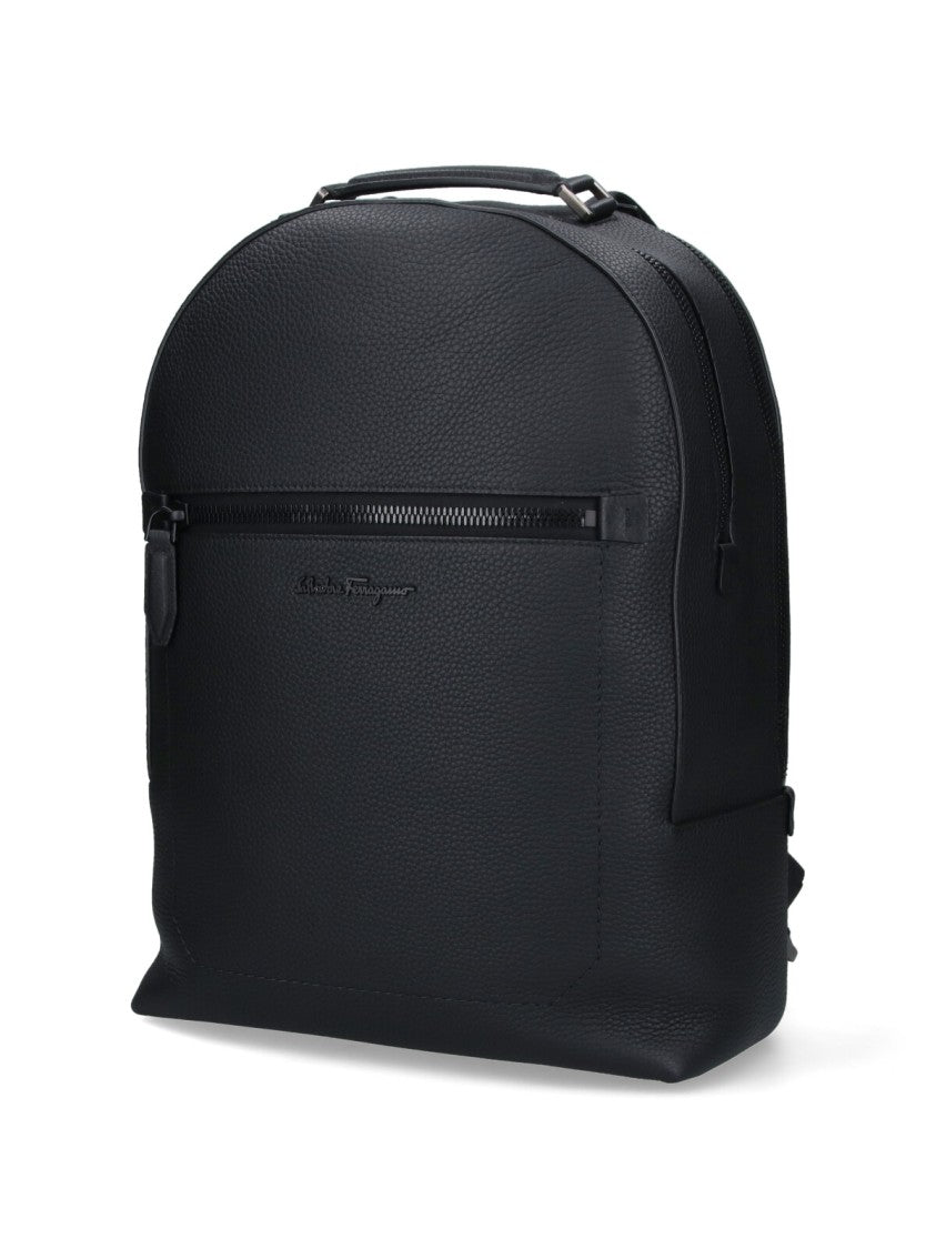 Ferragamo Structured Black Bag With Smooth Texture