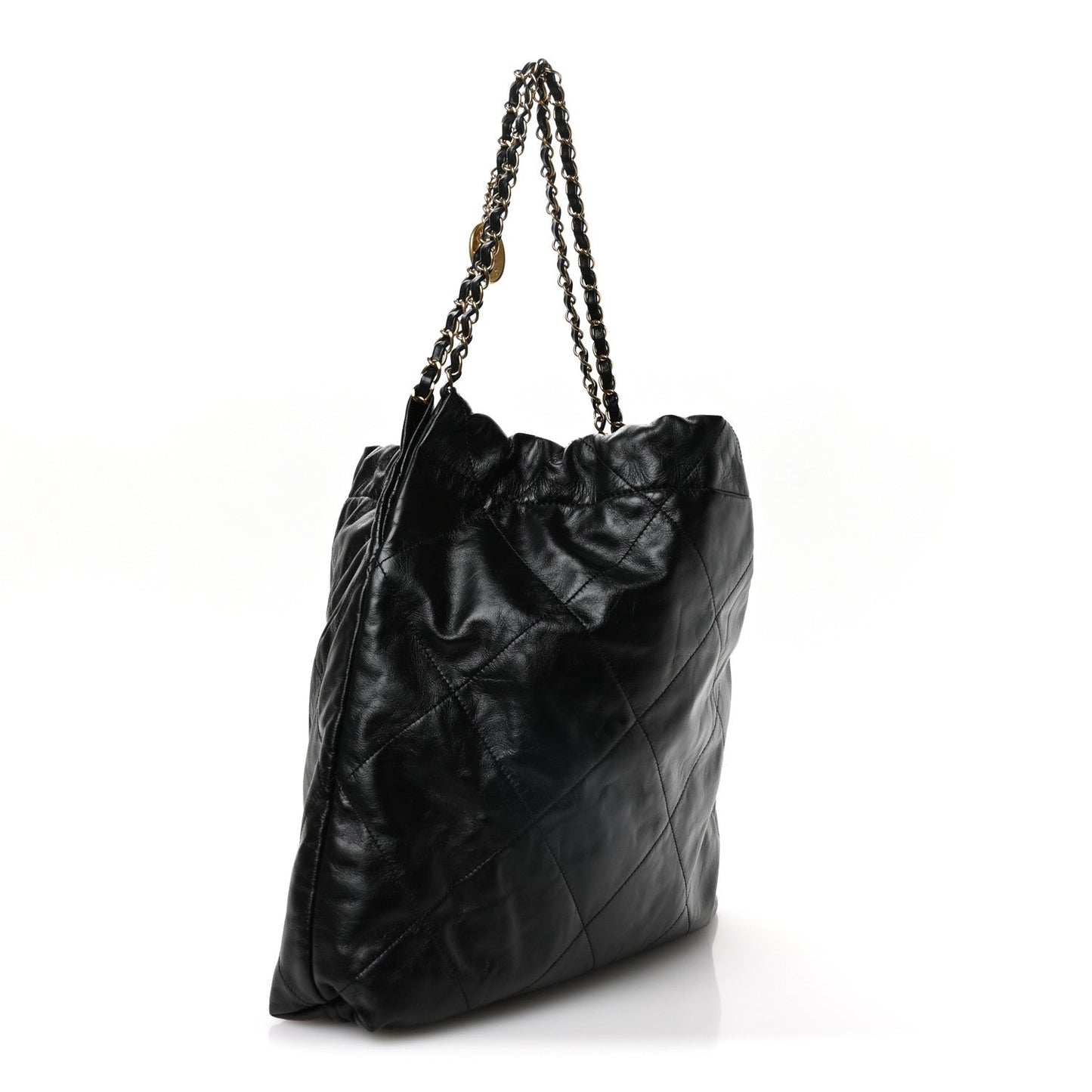 Shiny Calfskin Quilted Chanel 22 Black