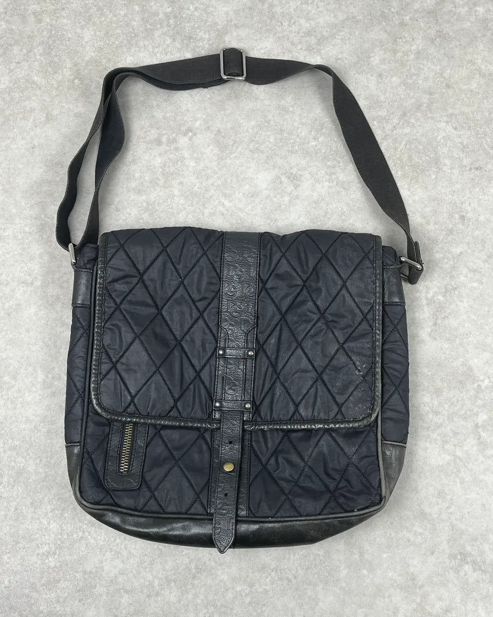 AW2003 Dolce & Gabbana Losange Black Leather Shoulder Bag