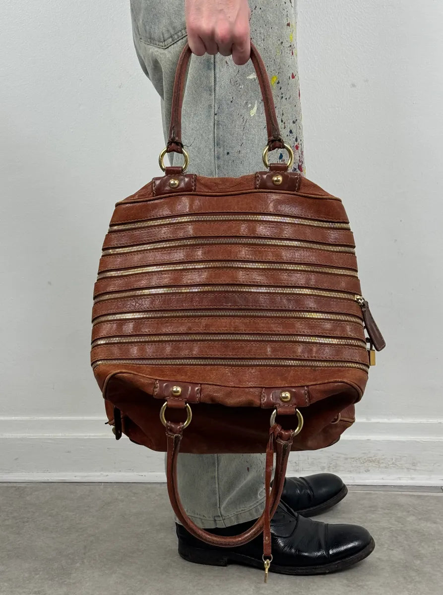 AW2010 Dolce & Gabbana Brown Multi Zip Leather Lily Bag