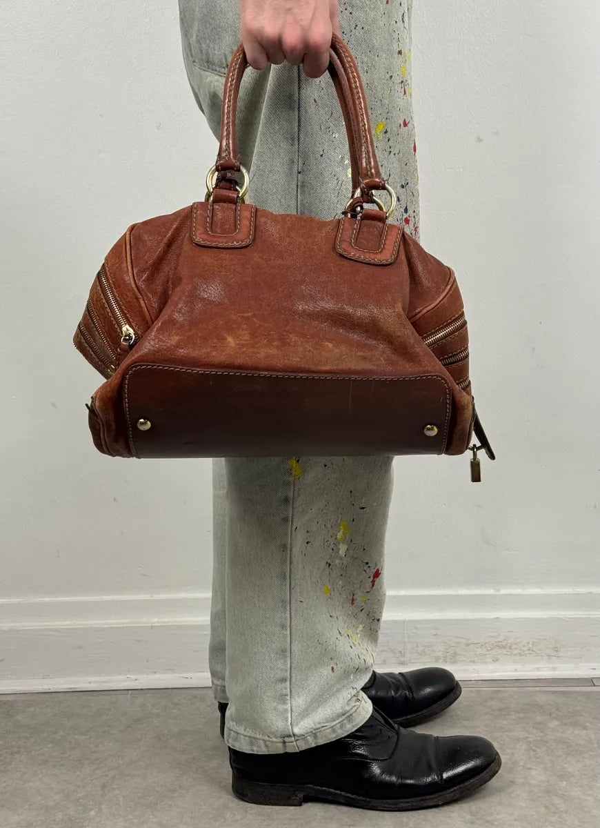AW2010 Dolce & Gabbana Brown Multi Zip Leather Lily Bag
