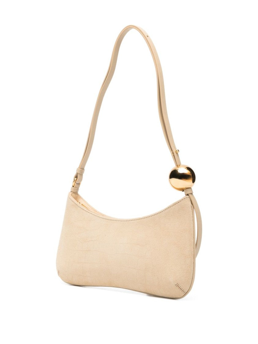 Jacquemus Beige Suede Top Handle Zip Bag
