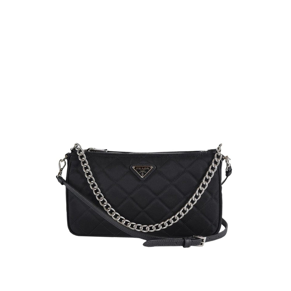Prada Quilted Shoulder Bag With Enamelled Triangle Logo