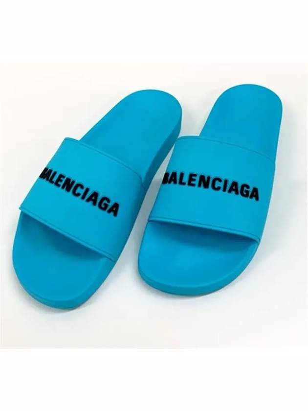 Luxury Balenciaga Trending 2025 Men's Logo Full Slippers Blue