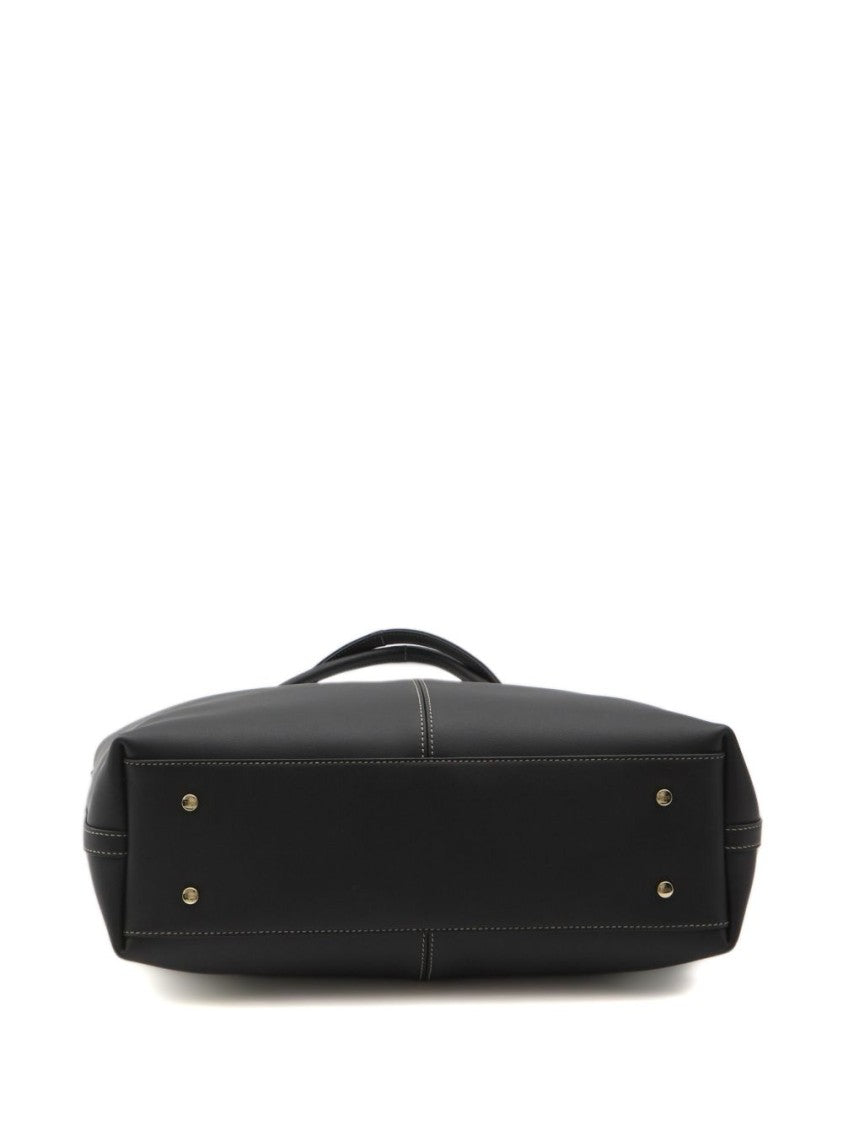 Tod's Nero Leather Tote Bag With Metallic Accent