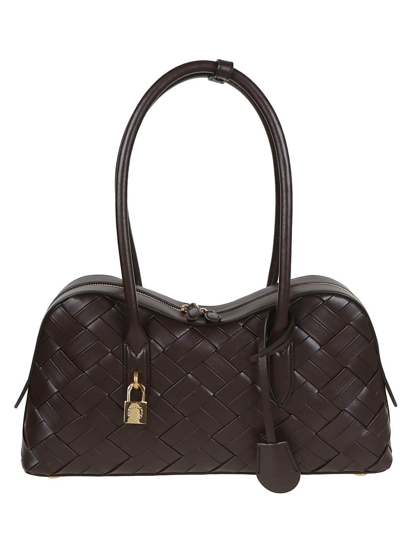 Stella Mccartney Woven Crossbody Bag With Decorative Padlock