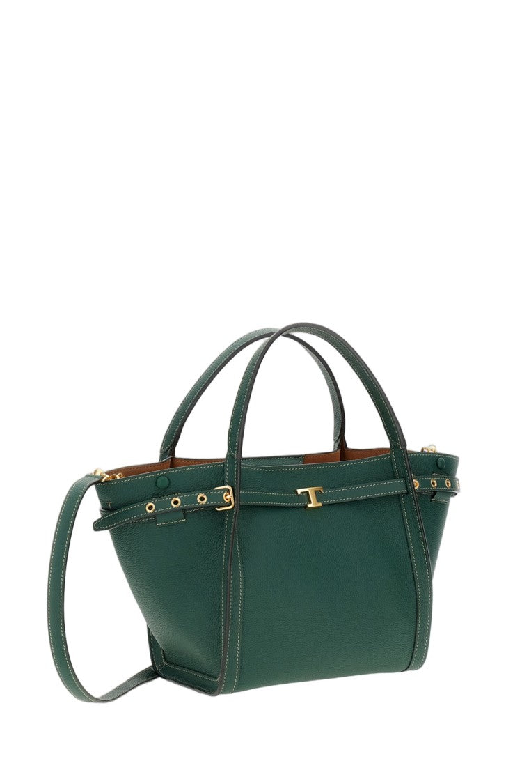 Tod's Structured Green Calfskin Leather Shopping Bag