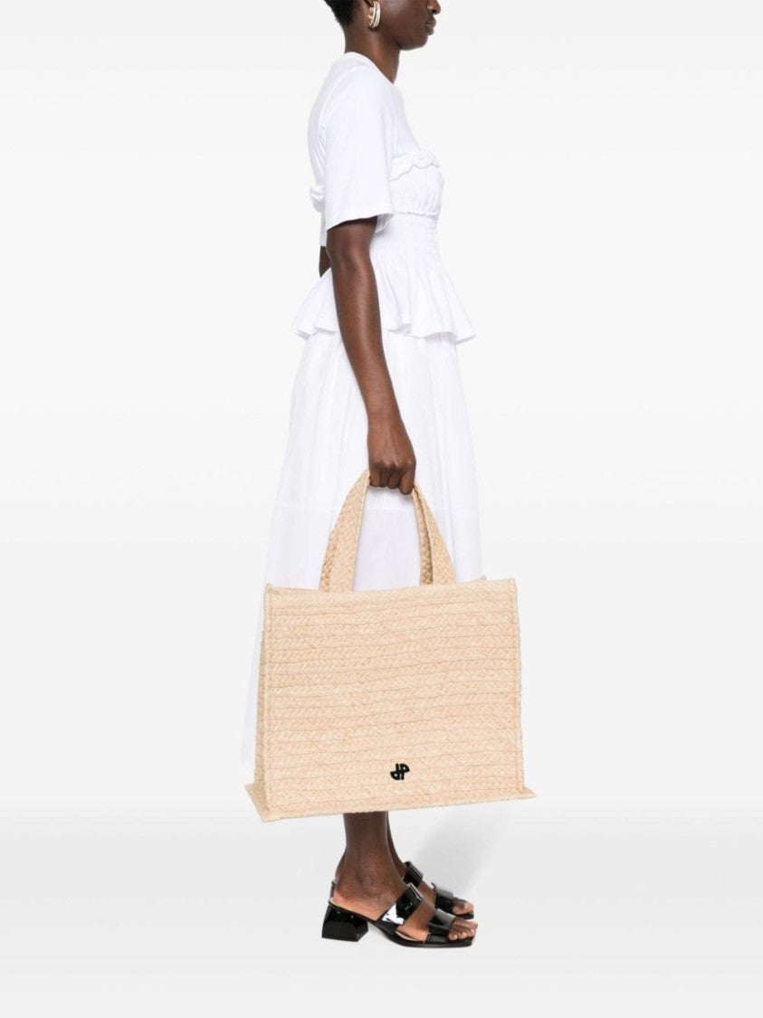 Patou Textured Vanilla White Raffia Handbag