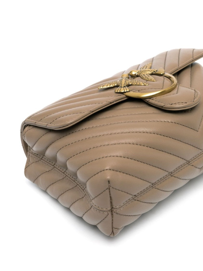 Pinko Chevron Quilted Calf Leather Bag
