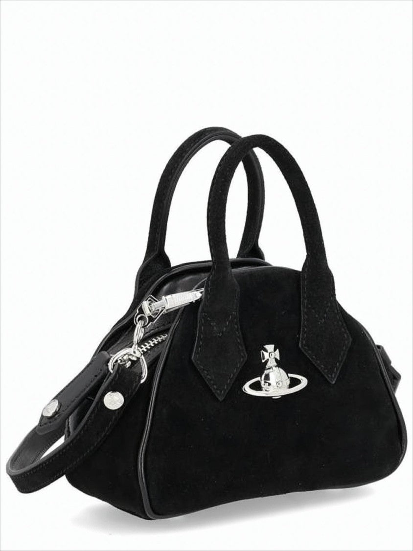 Vivienne Westwood Structured Black Calf Leather Crossbody Bag