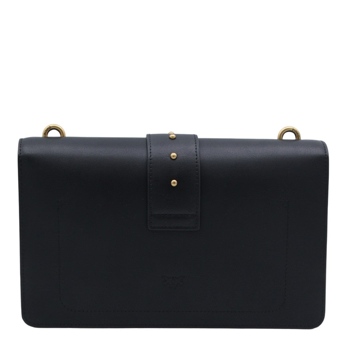 Pinko Rectangular Black Bag With Gold-Tone Bird Clasp