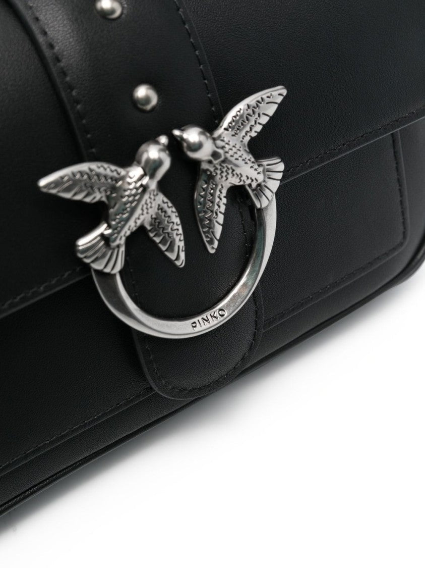 Pinko Rectangular Black Leather Bag