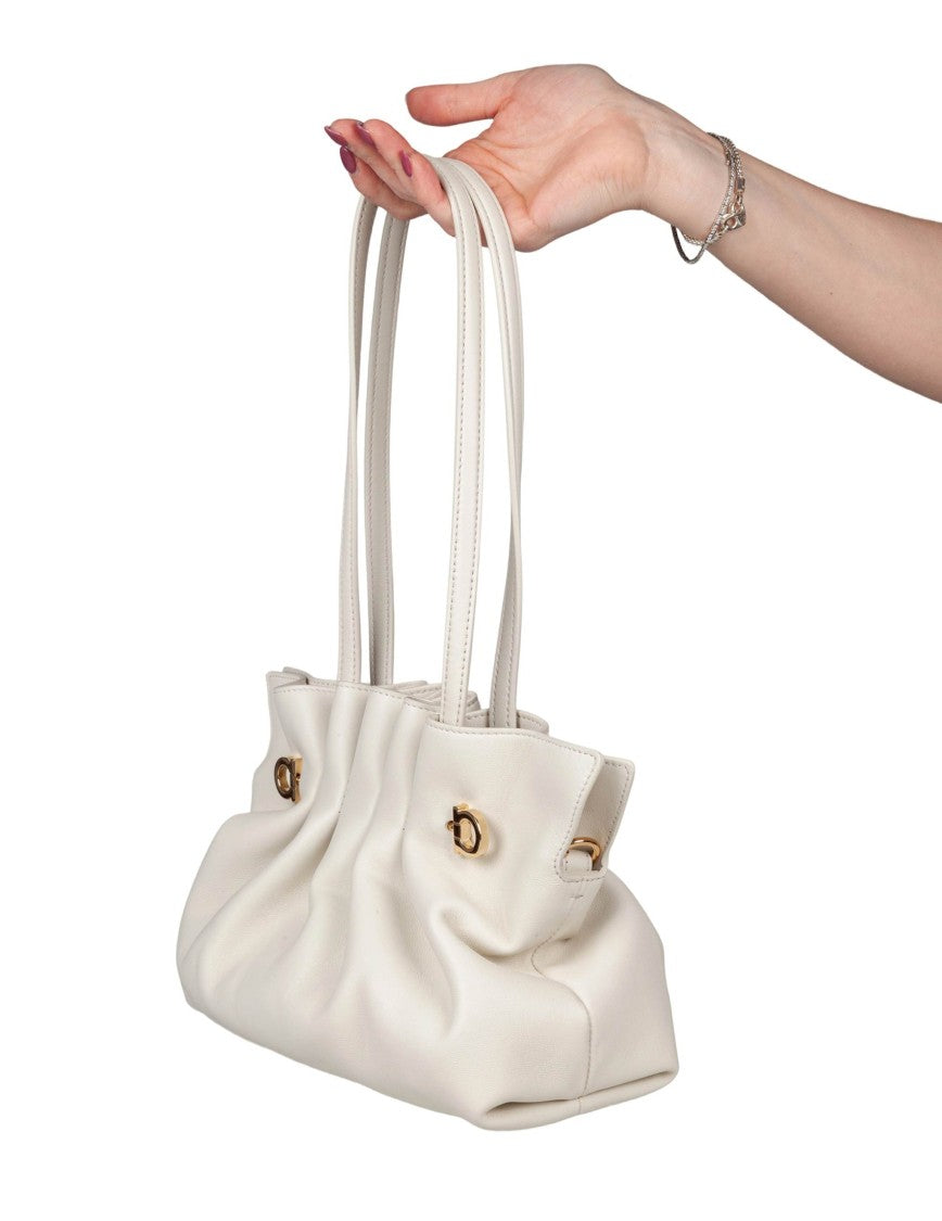 Salvatore Ferragamo Soft Bag S Shoulder Bag In Nappa, Mascarpone Color