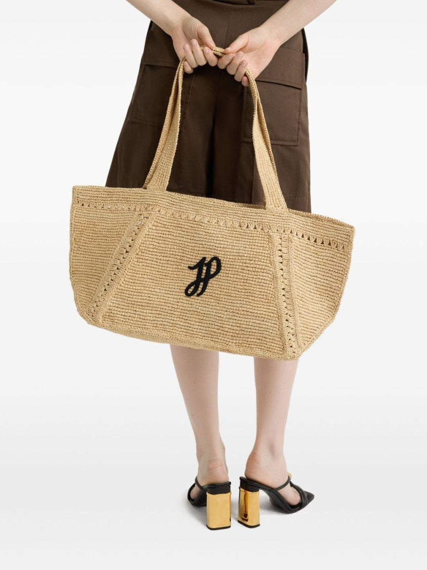 Patou Beige Woven Tote Bag