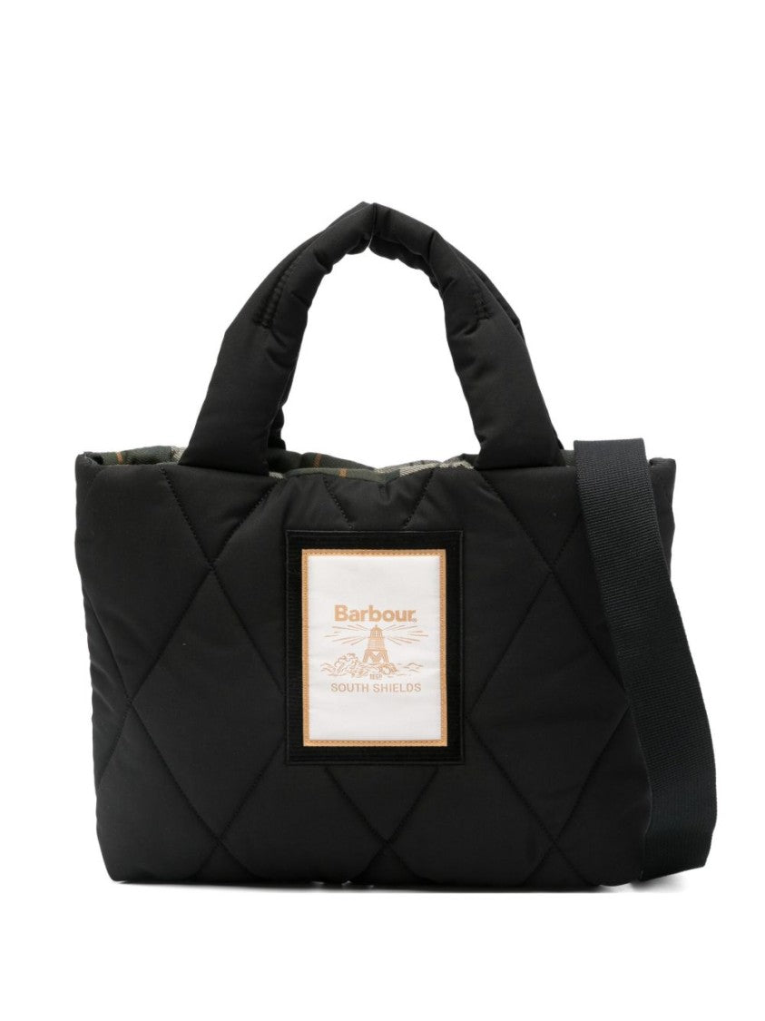 Barbour Quilted Black Handbag With Detachable Shoulder Strap