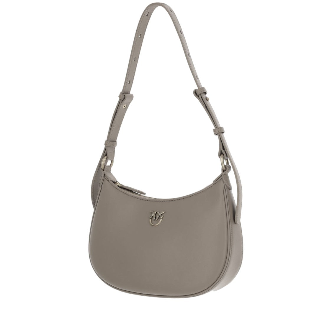 Pinko Taupe Leather Shoulder Bag With Adjustable Handle