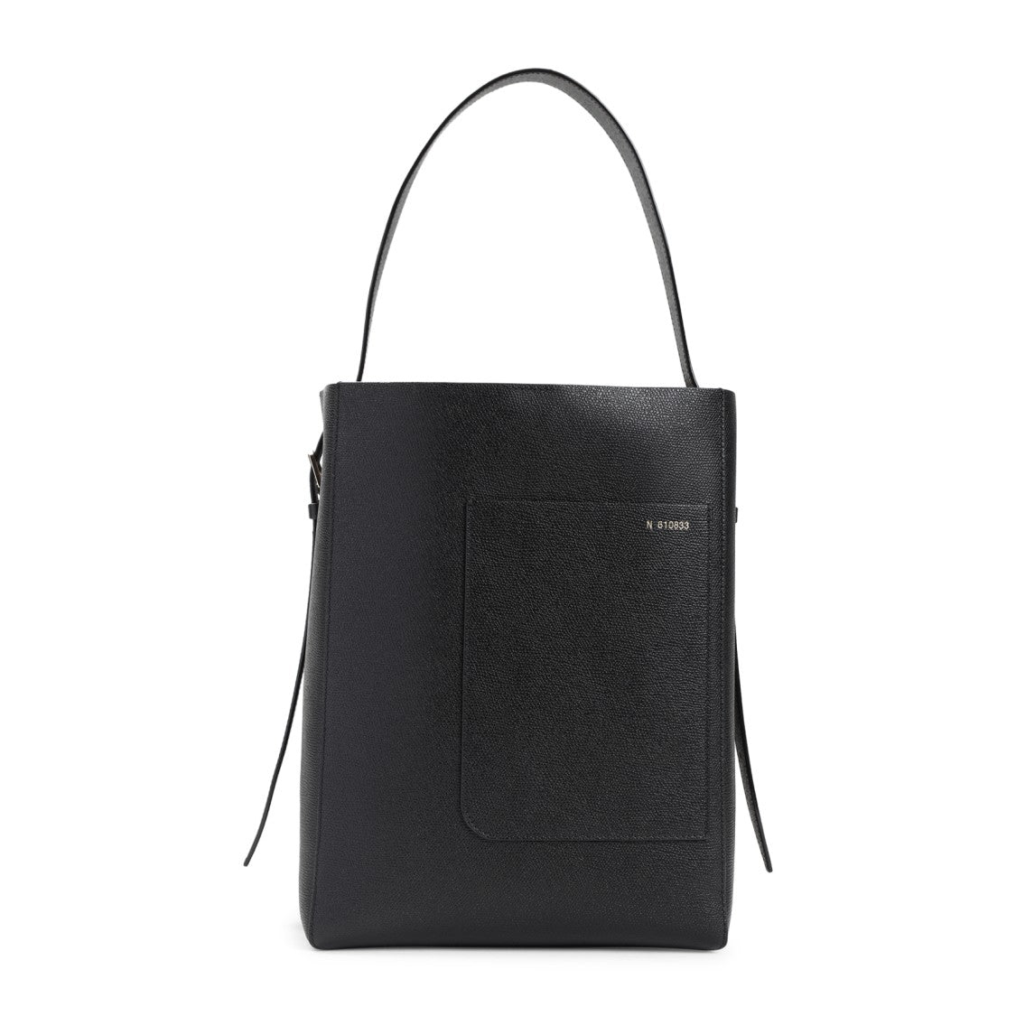 Valextra Black Calf Leather Medium Bucket Shoulder Bag
