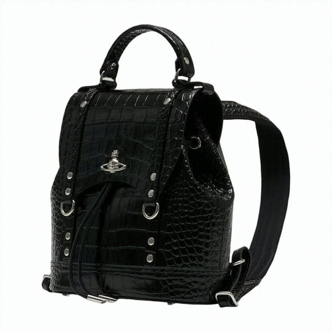 Vivienne Westwood Crocodile-Embossed Leather Backpack With Orb Emblem
