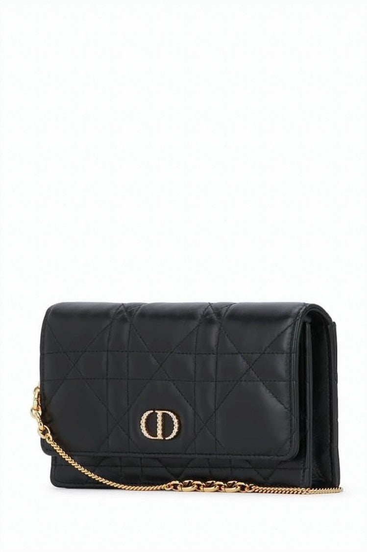 Dior Quilted Lambskin Clutch With Gold-Tone Chain Strap