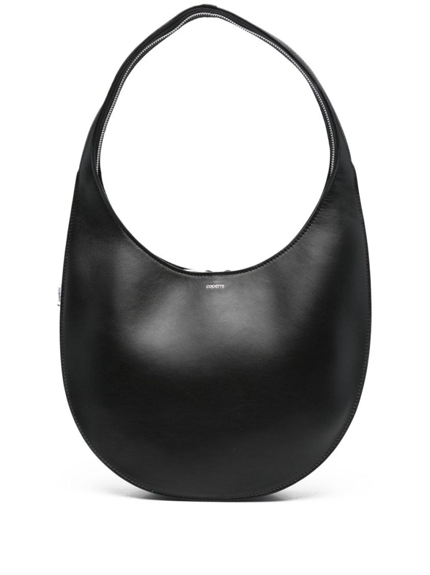 Coperni Crescent-Shaped Black Leather Handbag