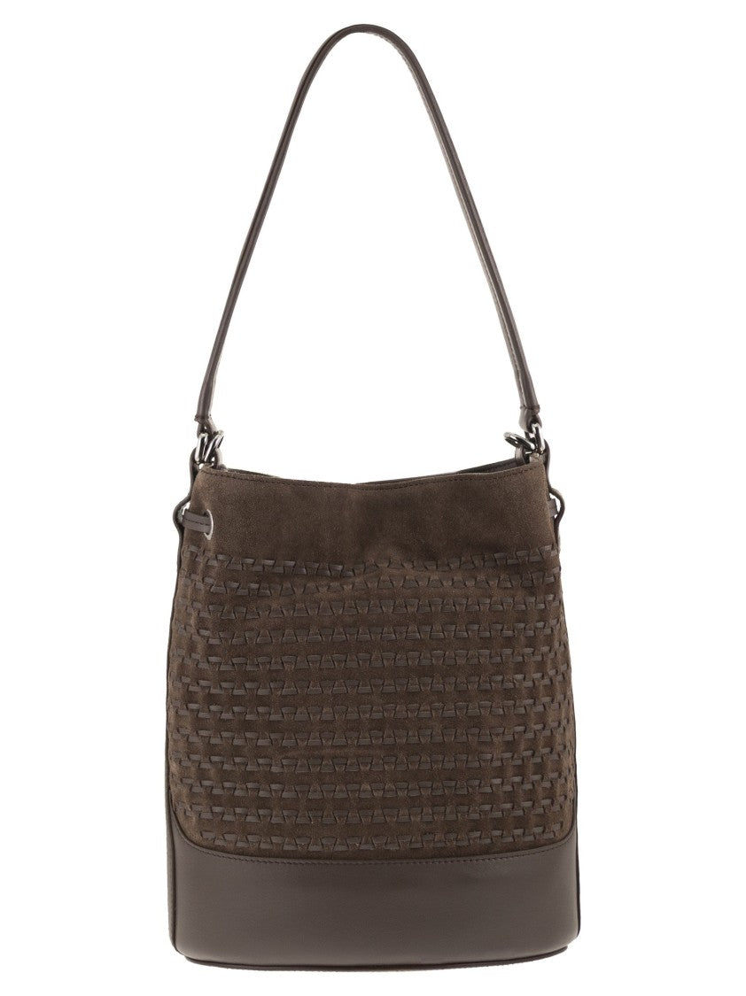 Zanellato Monda' Leather Bucket Bag With Woven Texture