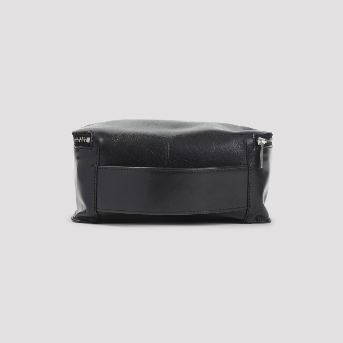Rick Owens Rectangular Leather Pouch With Glossy Finish And Silver Zipper