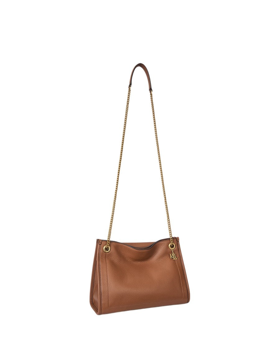 Lauren Ralph Lauren Brdly Medium Shopper Tote In Textured Tan Cow Leather