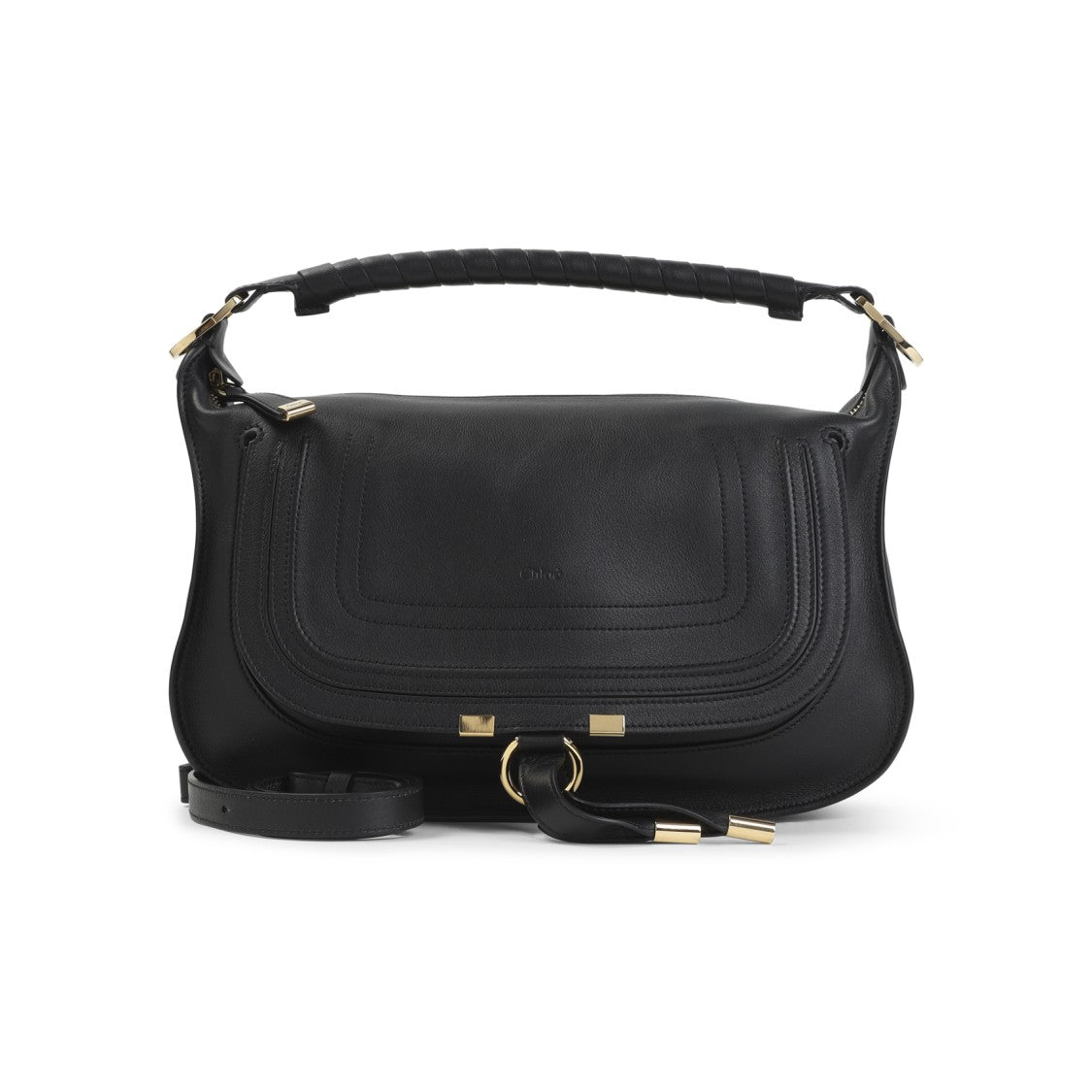 Chloé Curved Black Calf Leather Marcie Bag