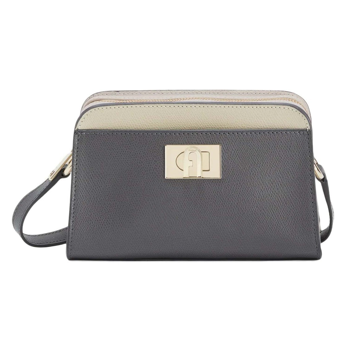 Furla Compact Grey Leather Bag With Structured Silhouette