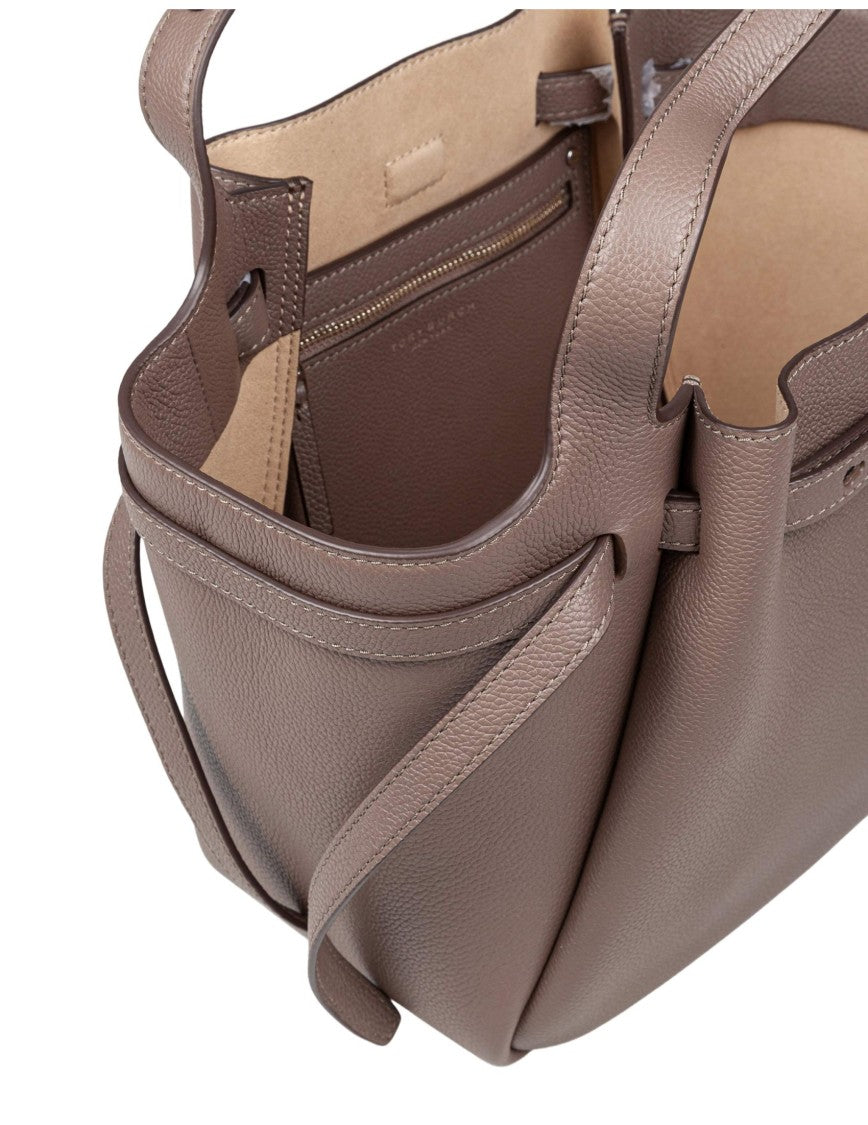 Tory Burch Romy Leather Tote Bag In Wild Mushroom