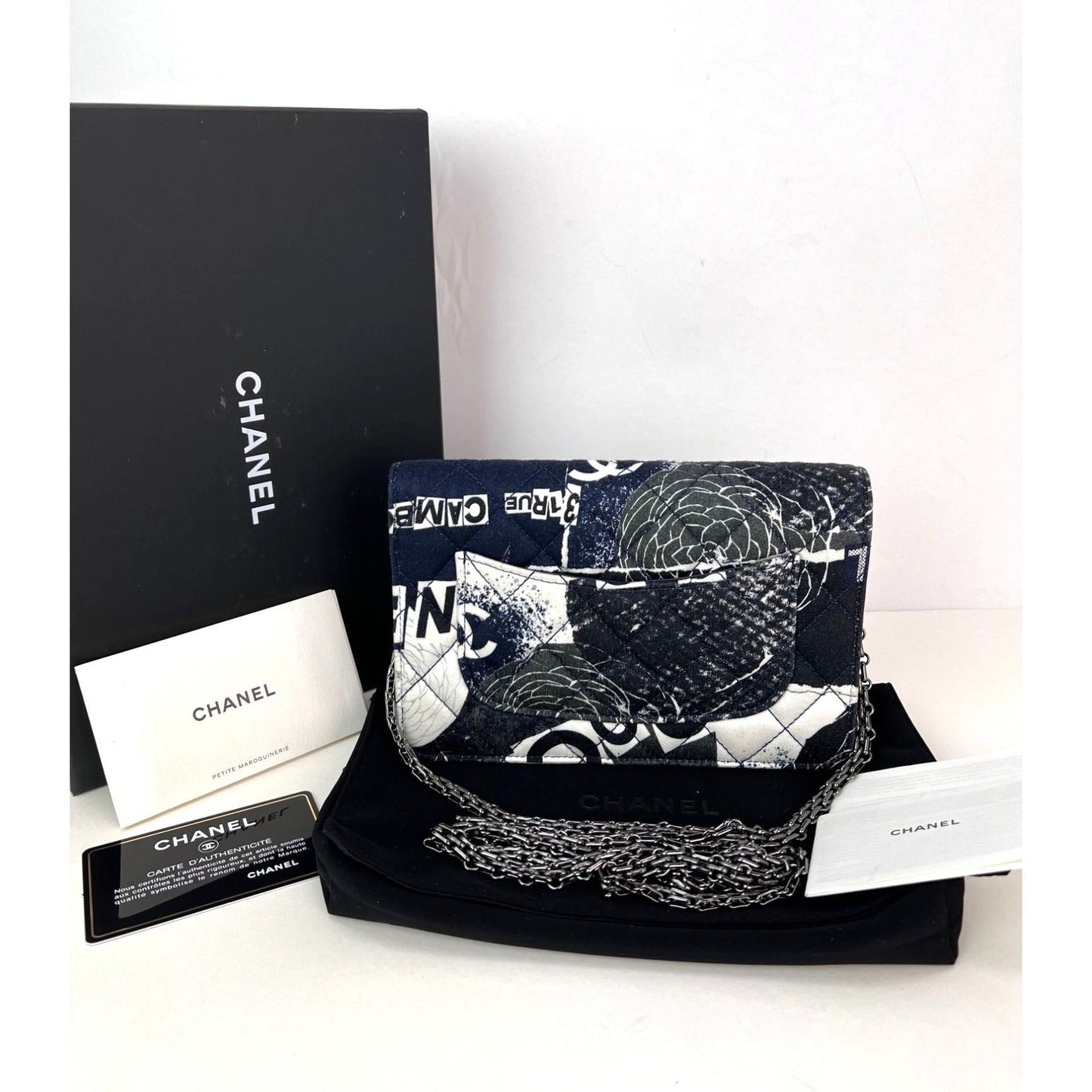 Chanel Reissue 2.55 Quilted Printed Canvas Wallet Clutch
