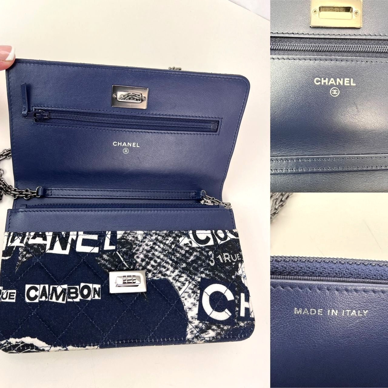 Chanel Reissue 2.55 Quilted Printed Canvas Wallet Clutch