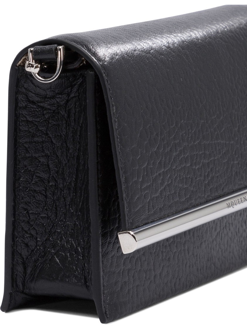 Alexander Mcqueen Textured Black Lamb Leather Clutch